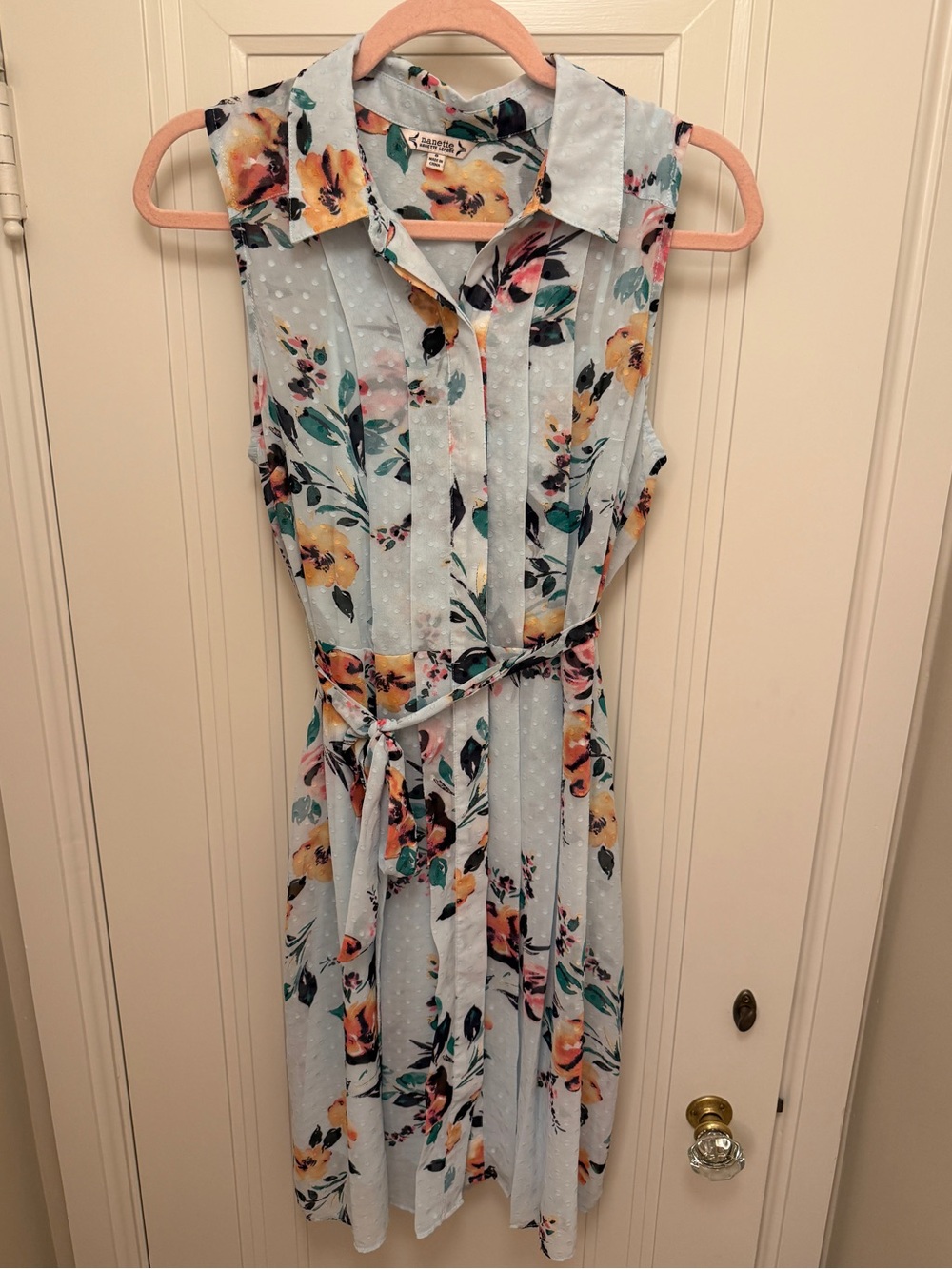 Nanette Lepore Light Blue Floral Sleeveless Shirtdress